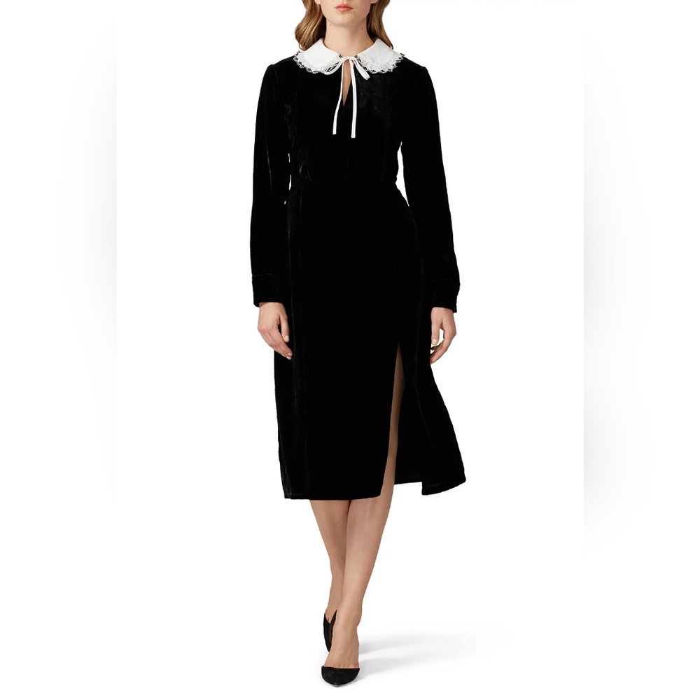 Sweet Baby Jamie Black Collared Velvet Dress Size XL Jamie Mizrahi - Picture 12 of 16